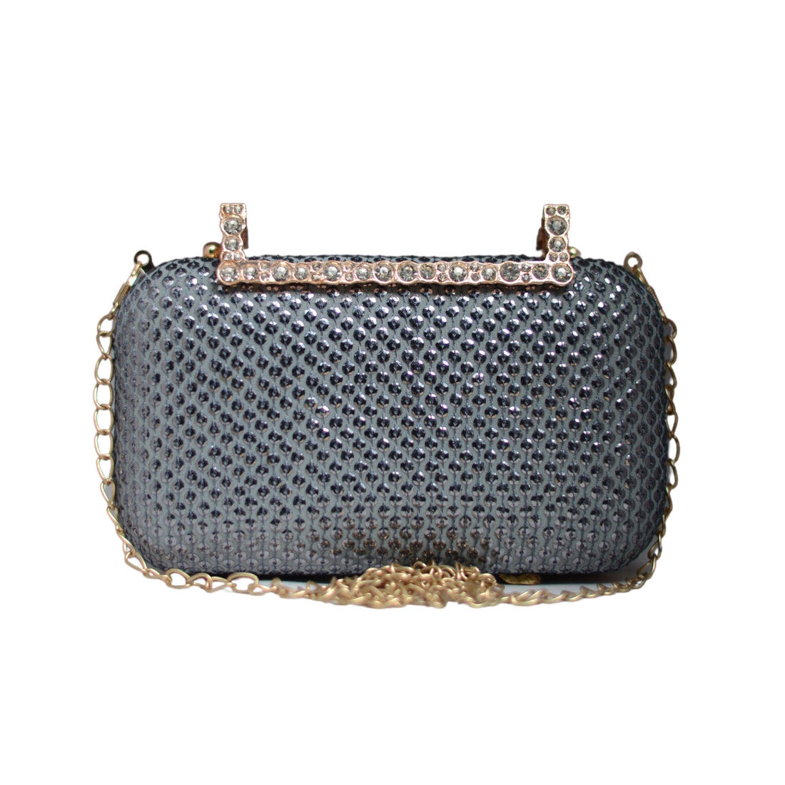 Artklim Grey Sequins Fabric Party Clutch