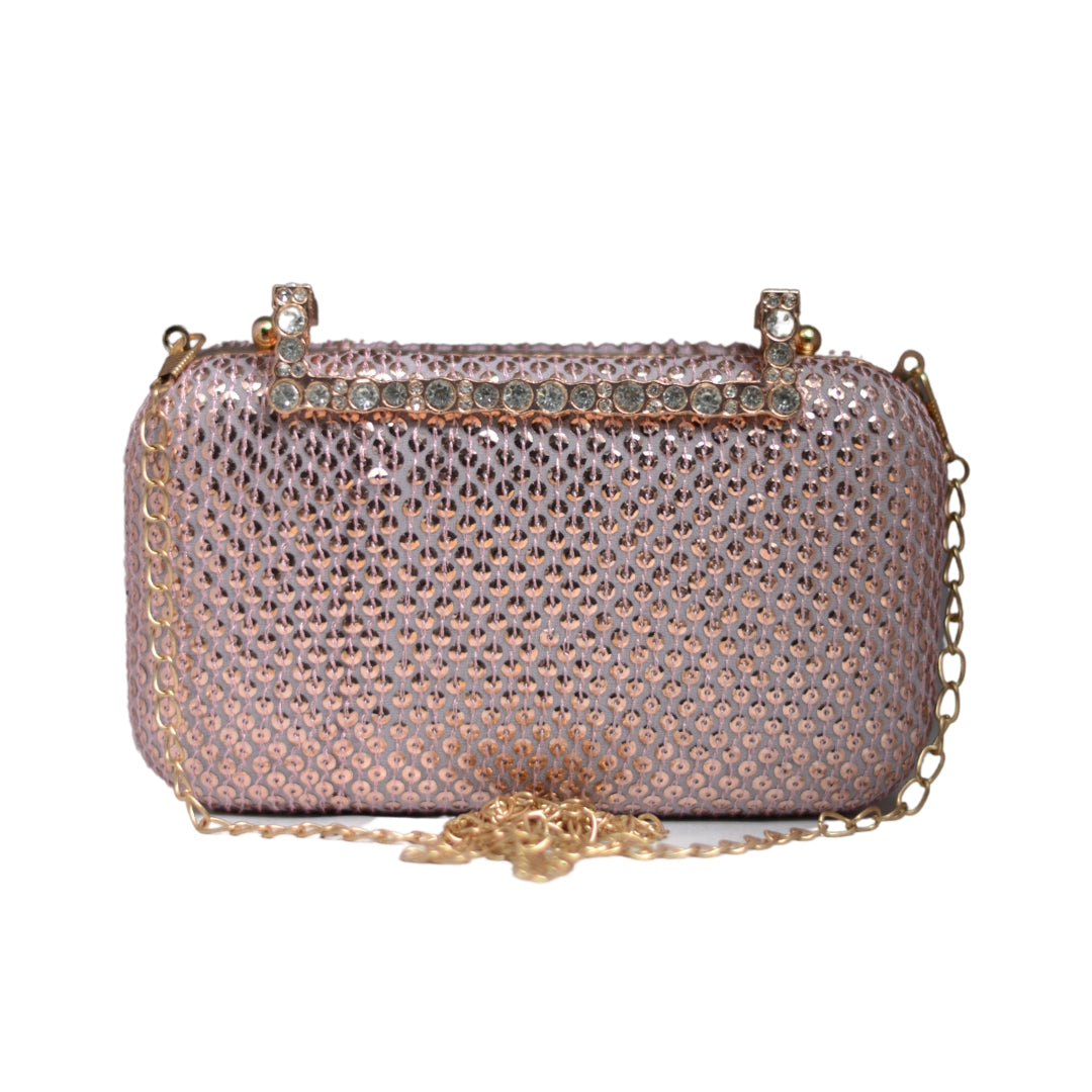 Artklim Pink Sequins Fabric Party Clutch