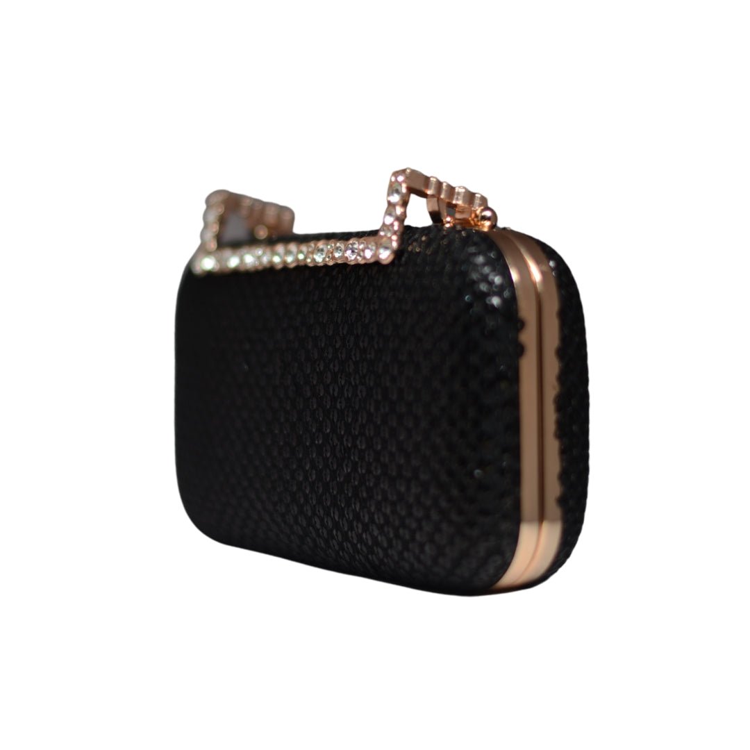 Artklim Black Sequins Fabric Party Clutch