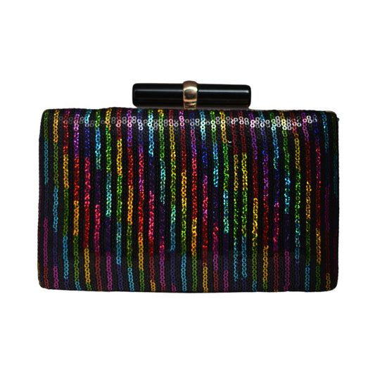 Artklim Multicoloured Sequins Fabric Party Clutch
