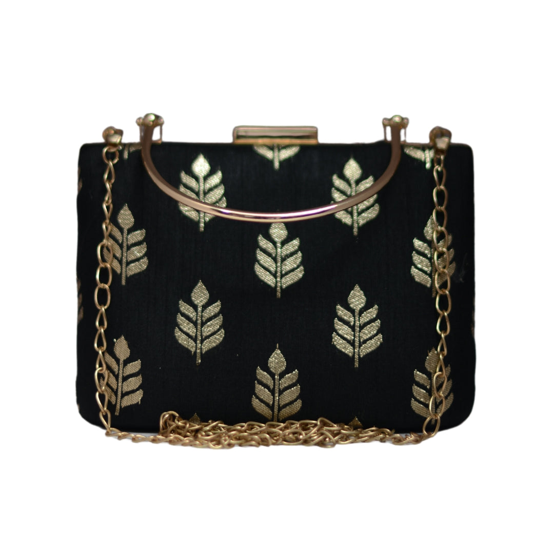 Artklim Black Brocade Party Clutch