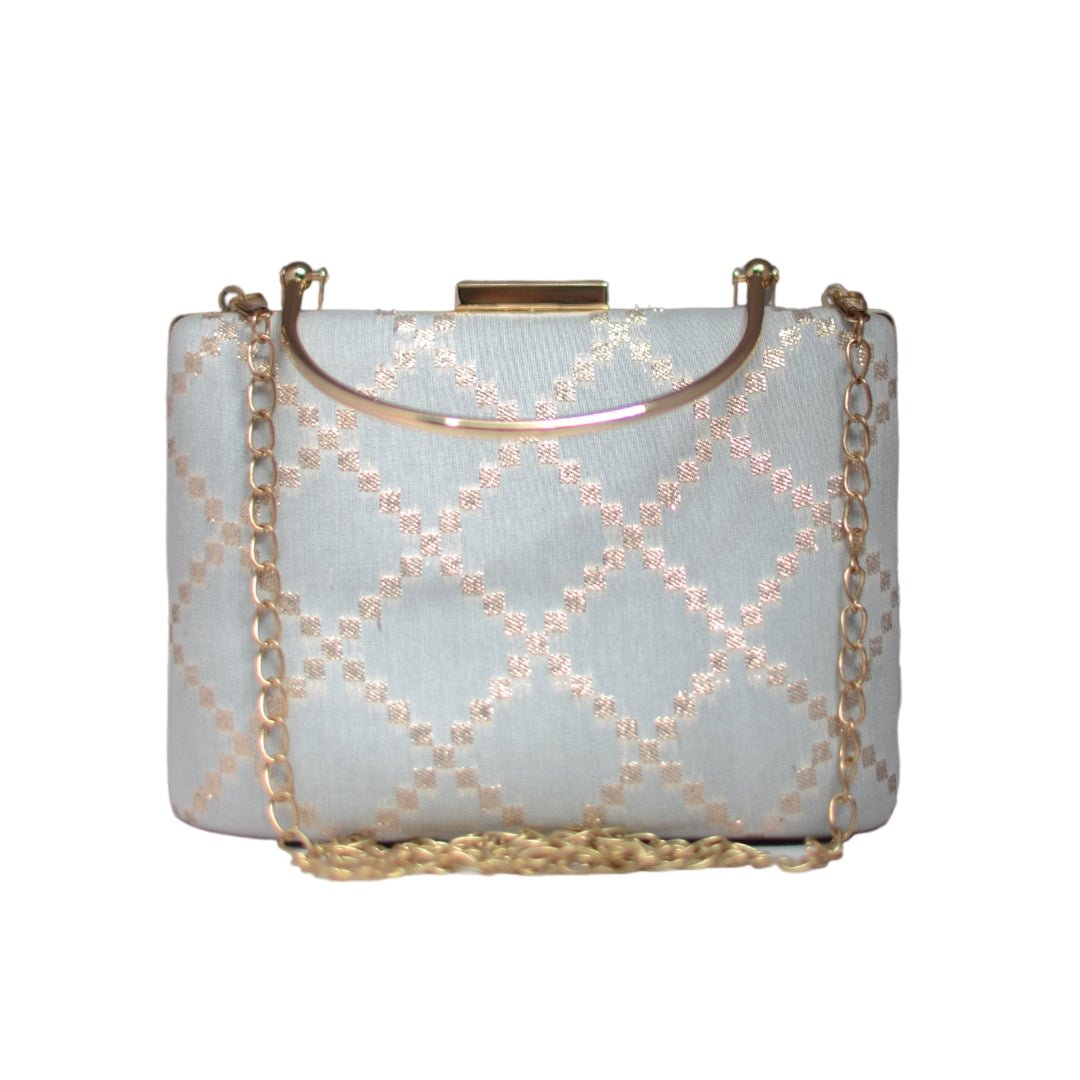 Artklim White Embroidery Party Clutch