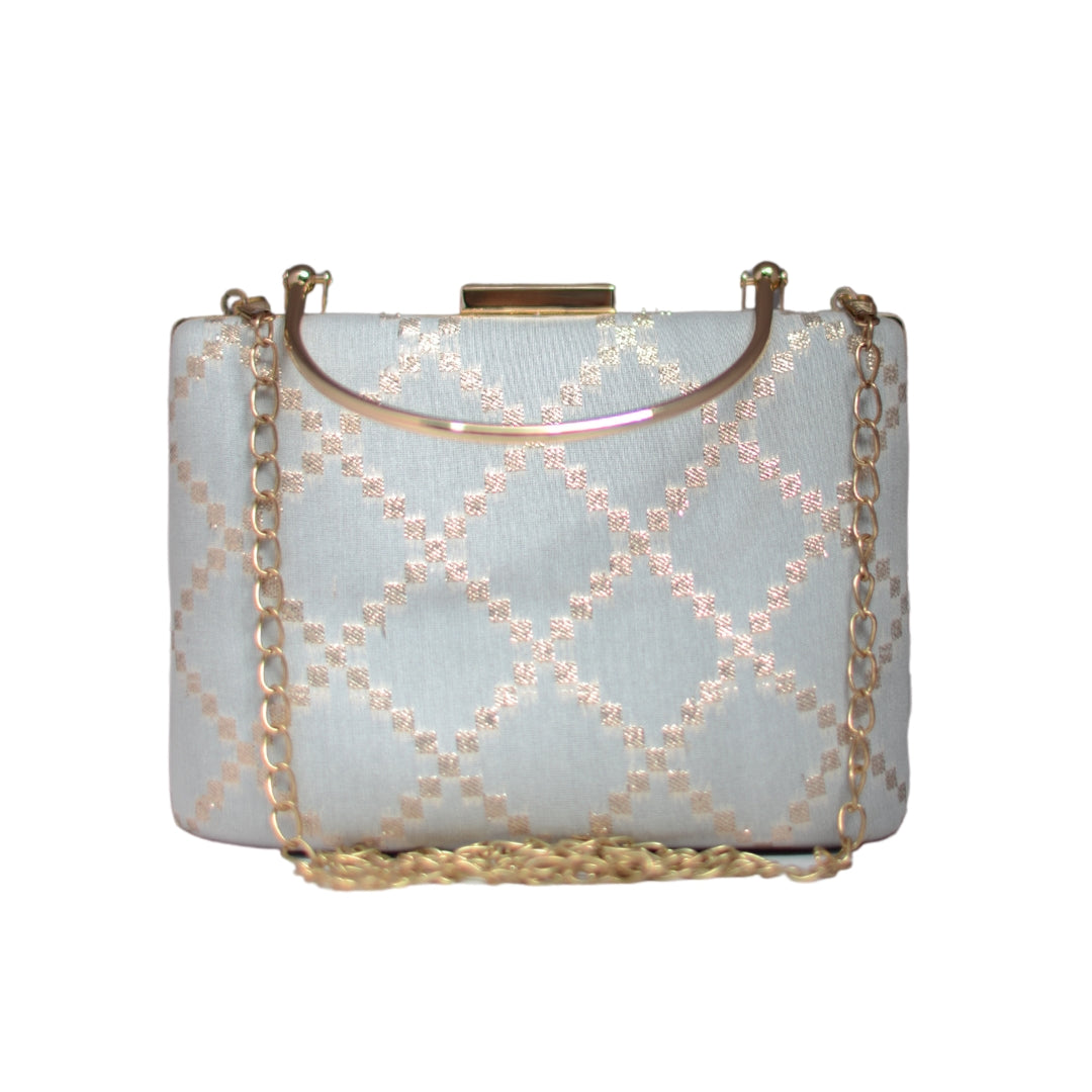 Artklim White Embroidery Party Clutch