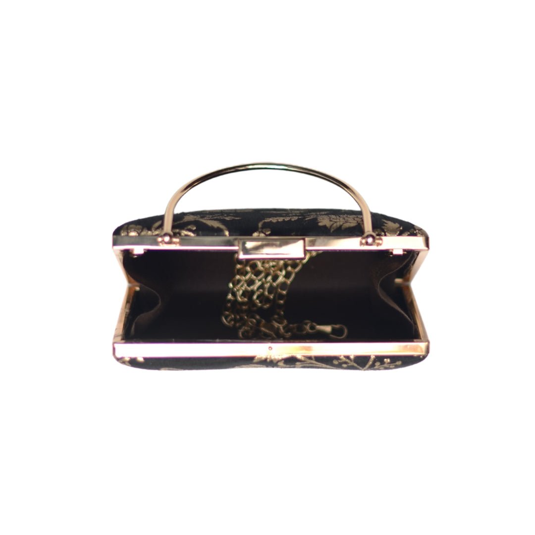 Artklim Black And Silver Brocade Party Clutch