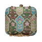 Artklim Green And Blue Floral Embroidery Party Clutch