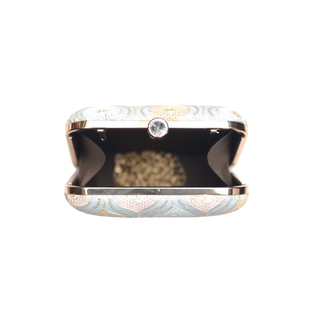 Artklim Light Blue Embroidery Party Clutch