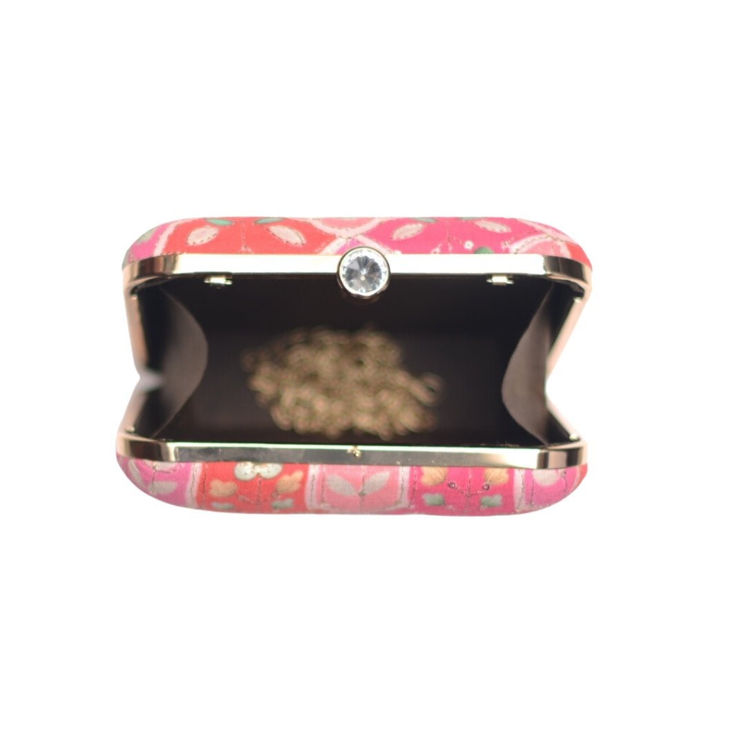 Artklim Pink Floral Embroidery Clutch