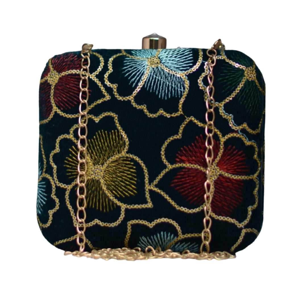 Artklim Multicoloured Sequins Embroidered Party Clutch