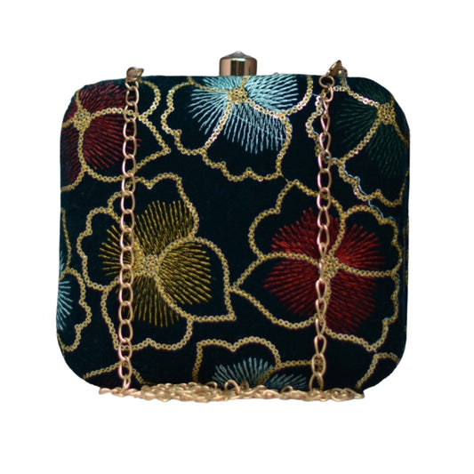Artklim Multicoloured Sequins Embroidered Party Clutch