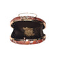 Orange Floral Embroidery Round Clutch