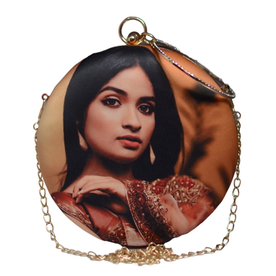 Portrait Caricature Personalised Round Clutch Bag