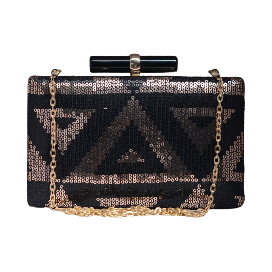 Artklim Black And Rose Gold Sequins Party Clutch