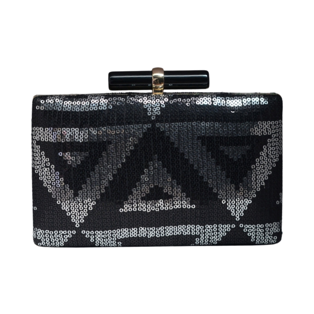 Artklim Black And Silver Sequins Party Clutch