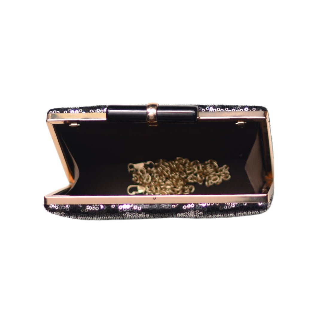 Artklim Black And Silver Sequins Party Clutch