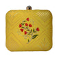 Artklim Yellow And Red Floral Embroidery Clutch