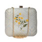 Artklim White And Yellow Floral Embroidery Clutch
