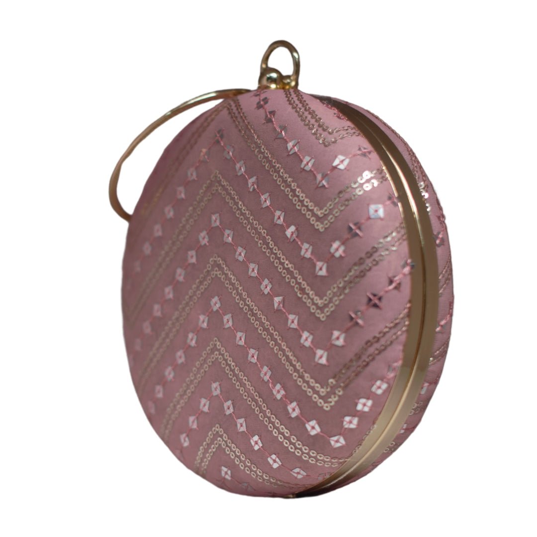 Artklim Peach Sequins Round Party Clutch