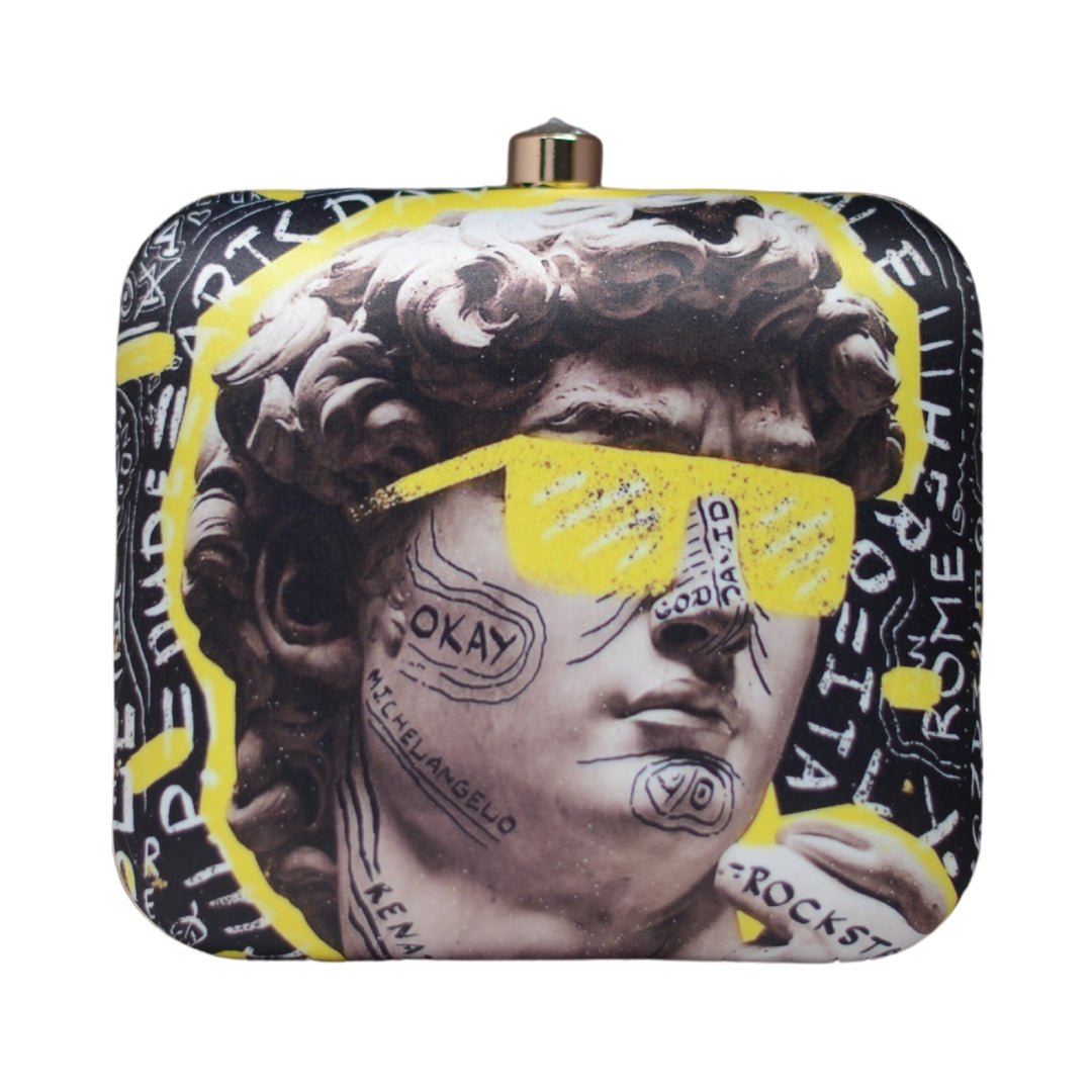 Artklim Black Asthetic Vibes Printed Clutch