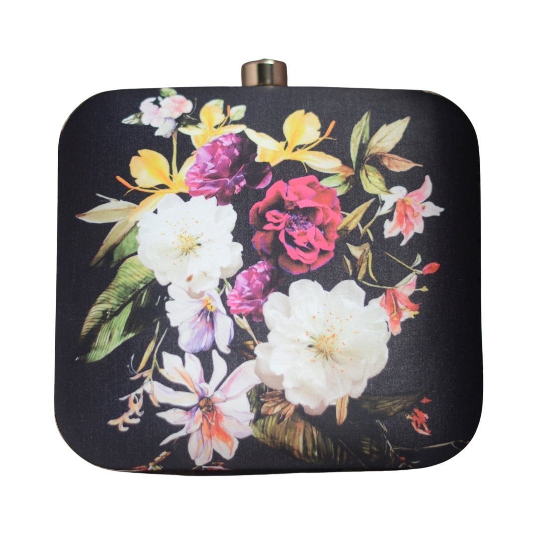 Artklim Black Floral Printed Clutch