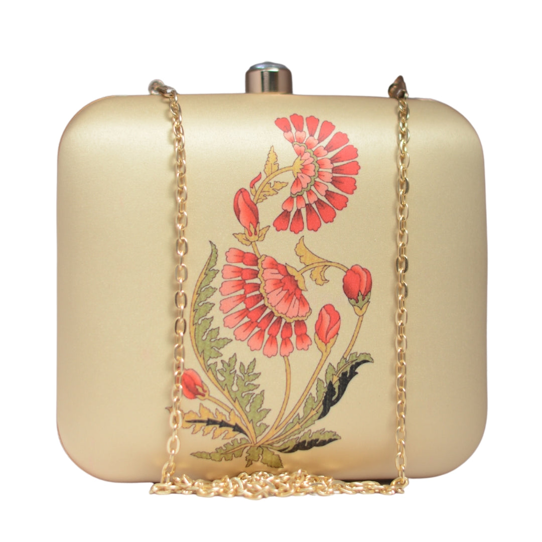 Artklim Red Flower Printed Clutch