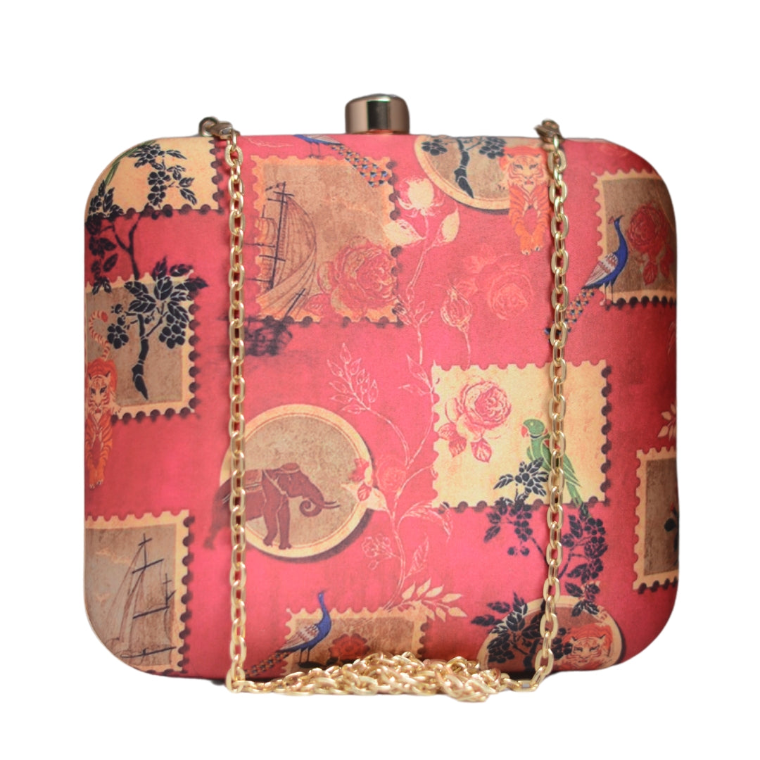 Artklim Red Tropical Print Clutch