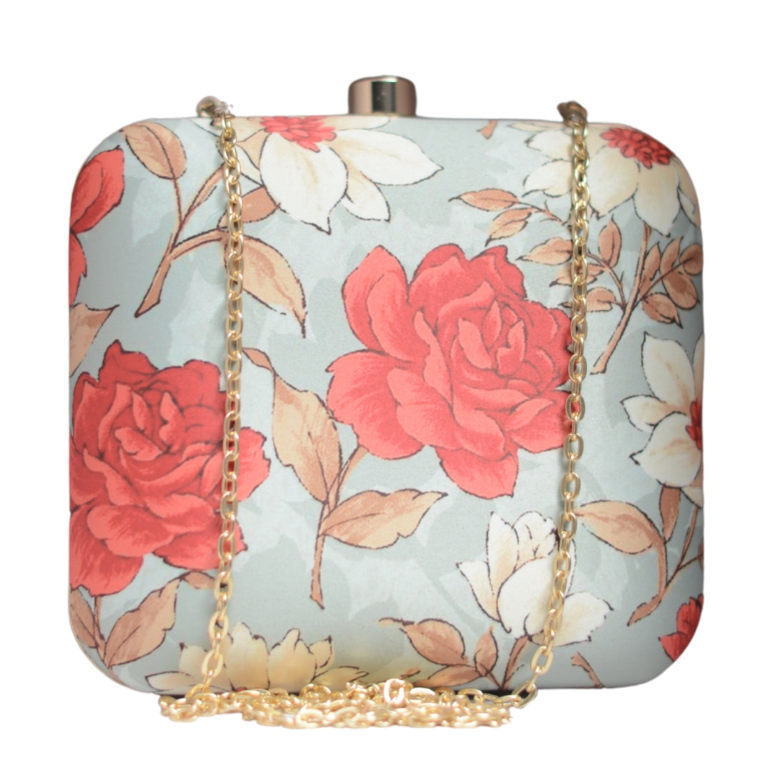 Artklim Red Floral Printed Clutch