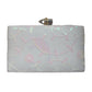 Artklim White And Pink Embroidery Party Clutch