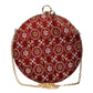 Artklim Red Embroidery Round Clutch