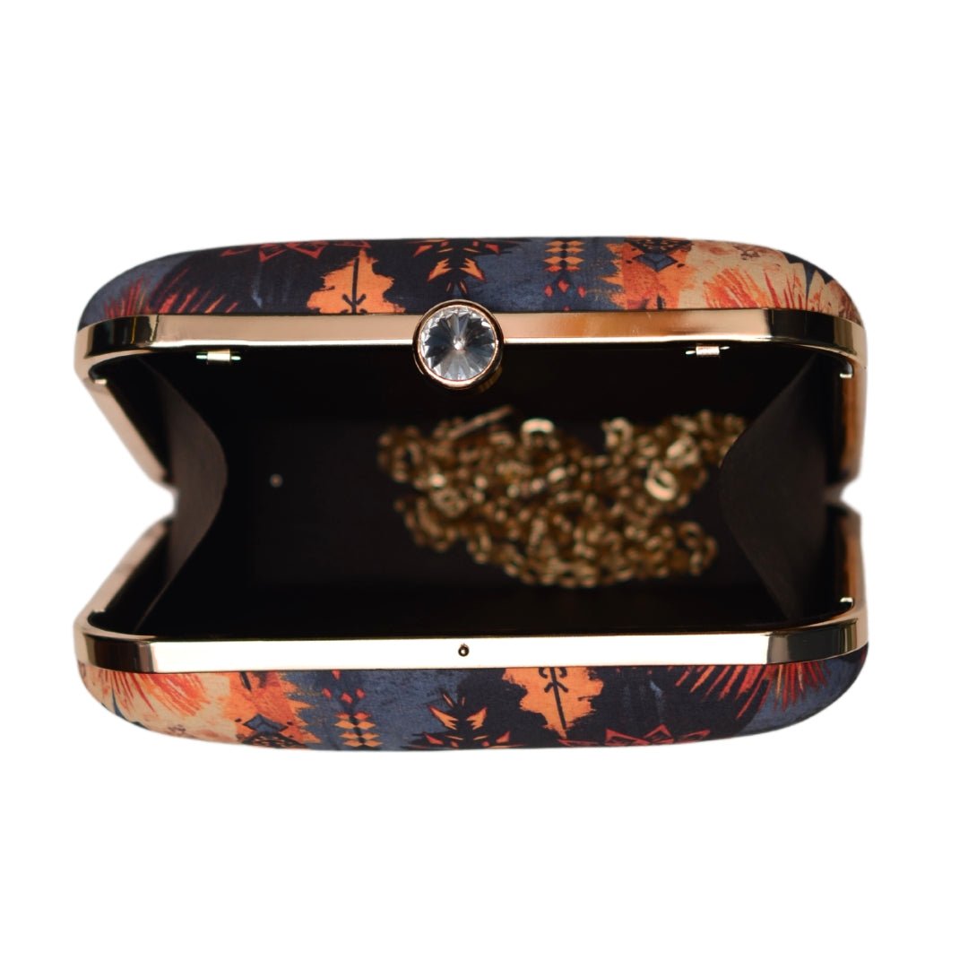 Artklim Blue And Beige Printed Clutch