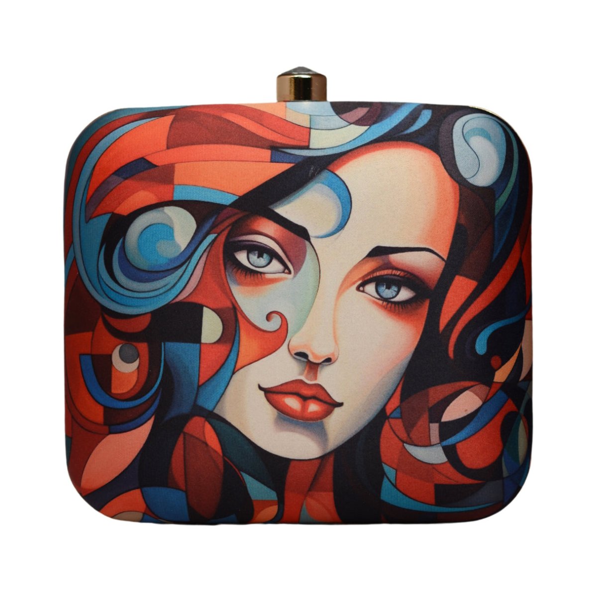 Multipattern Women Portrait Printed Clutch
