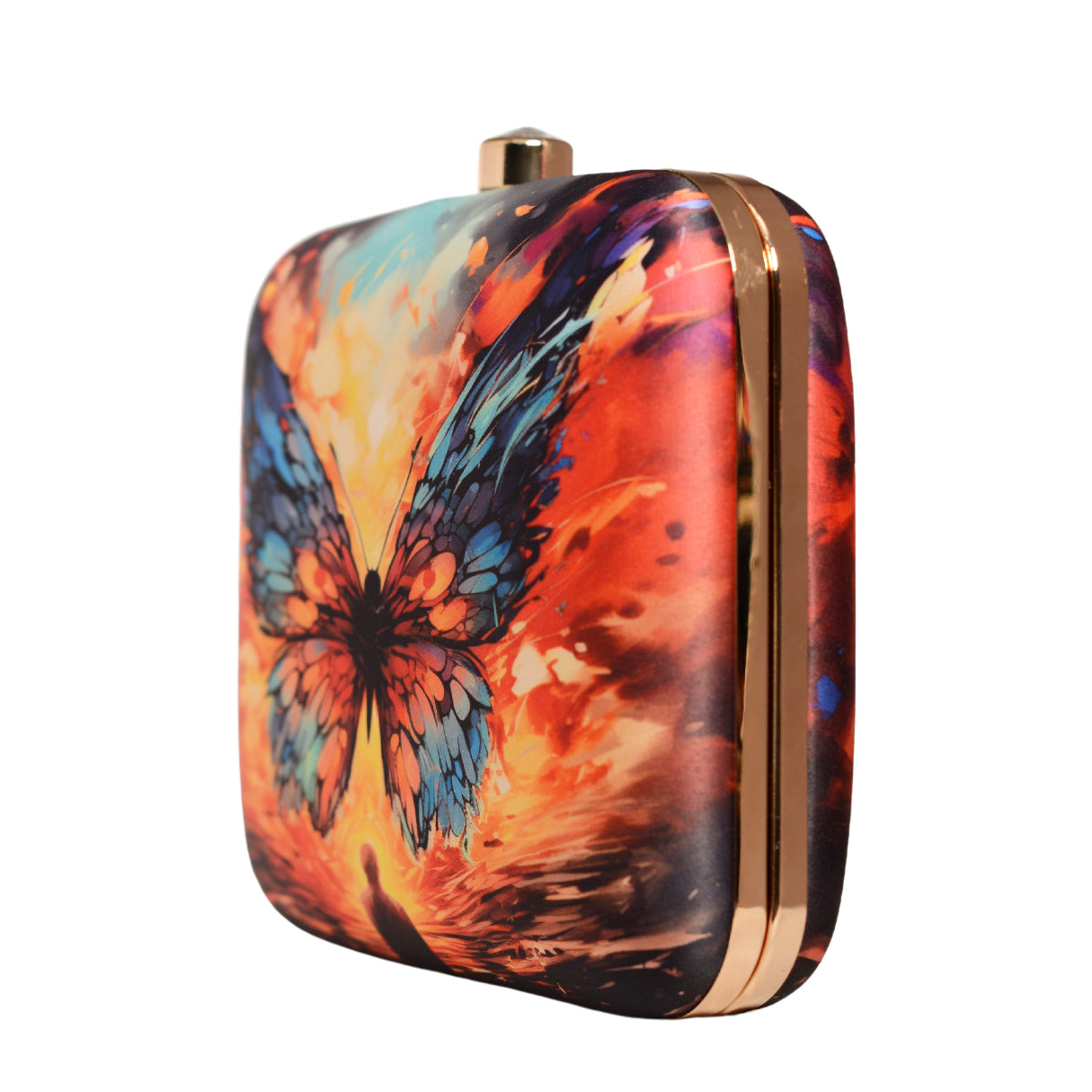 Multicoloured Butterfly Printed Clutch