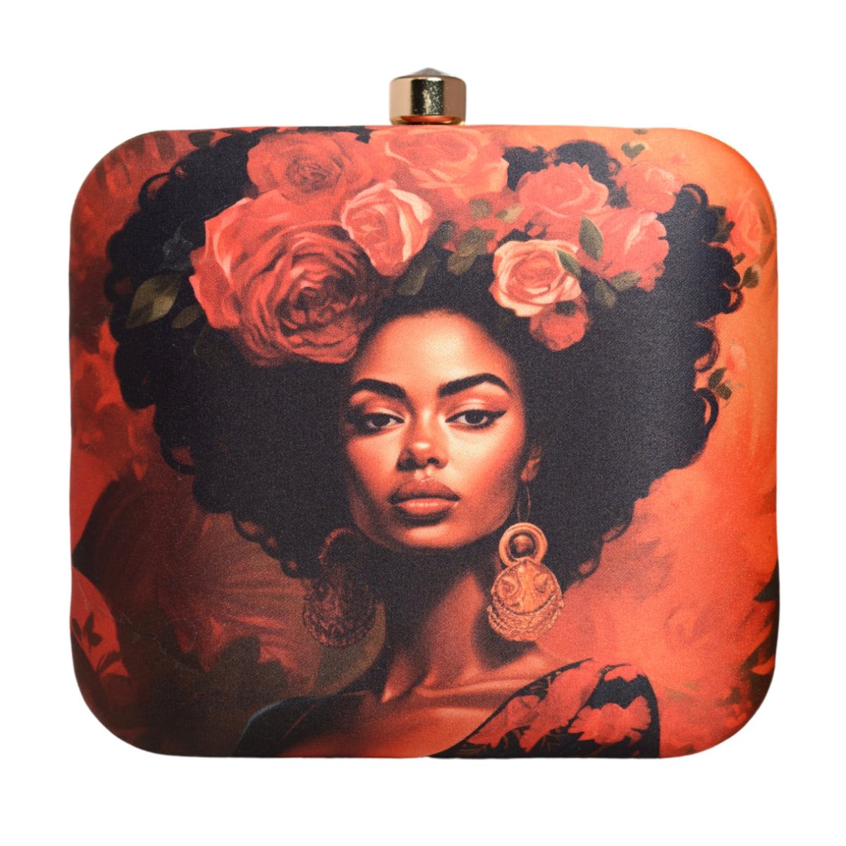 Afro Women Portrait Printed Clutch