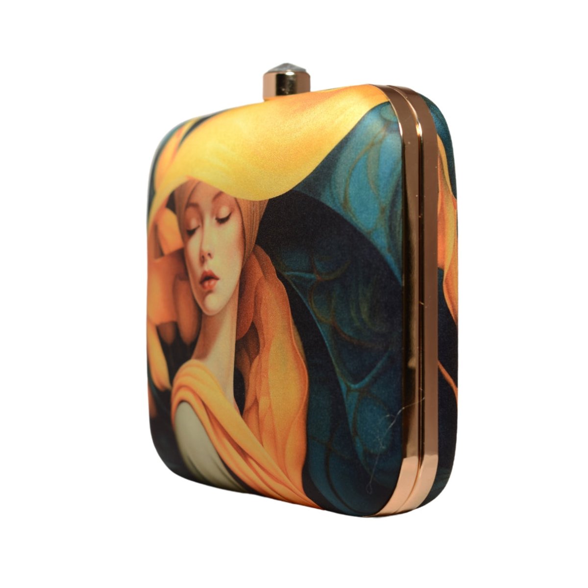 Yellow Scarf Lady Printed Clutch