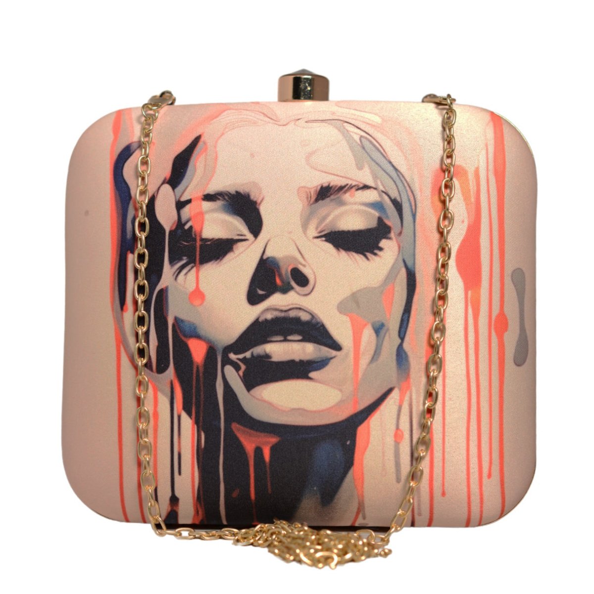 Feminine Features Printed Clutch