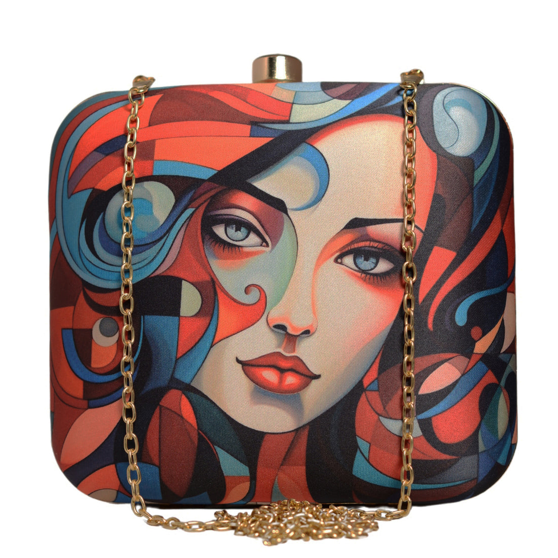 Multipattern Women Portrait Printed Clutch