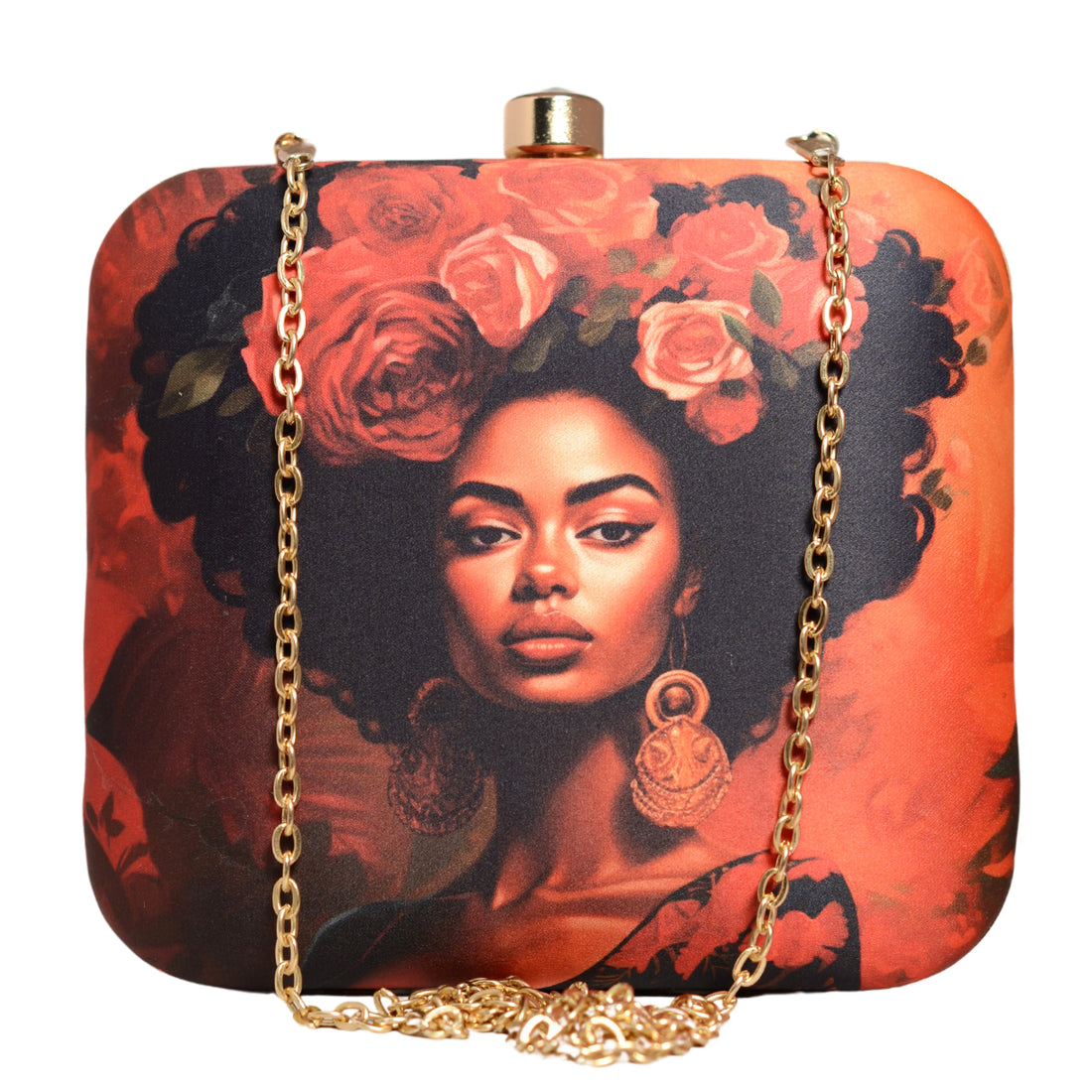 Afro Women Portrait Printed Clutch