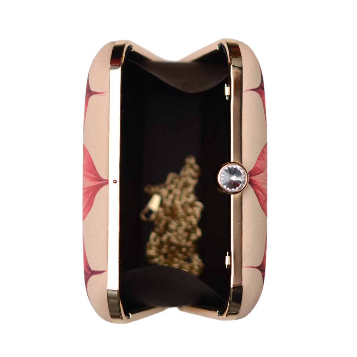Biege And Red Flower Printed Clutch