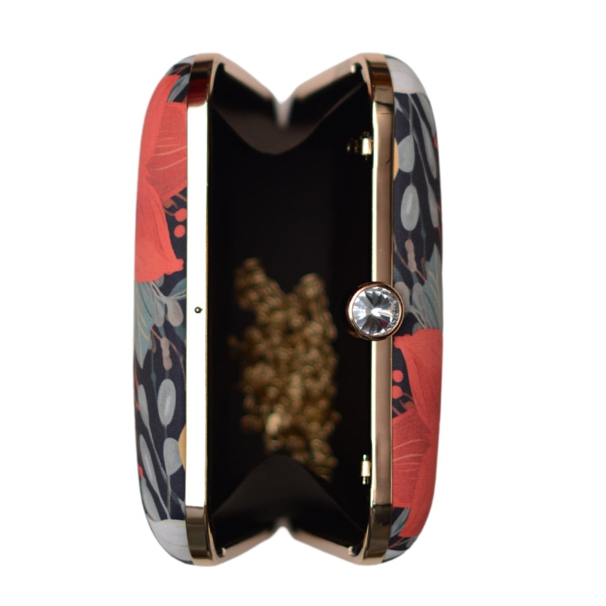 Red and White Floral Printed Clutch