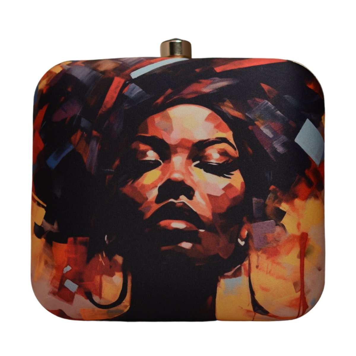 Afro Women Portrait Printed Clutch