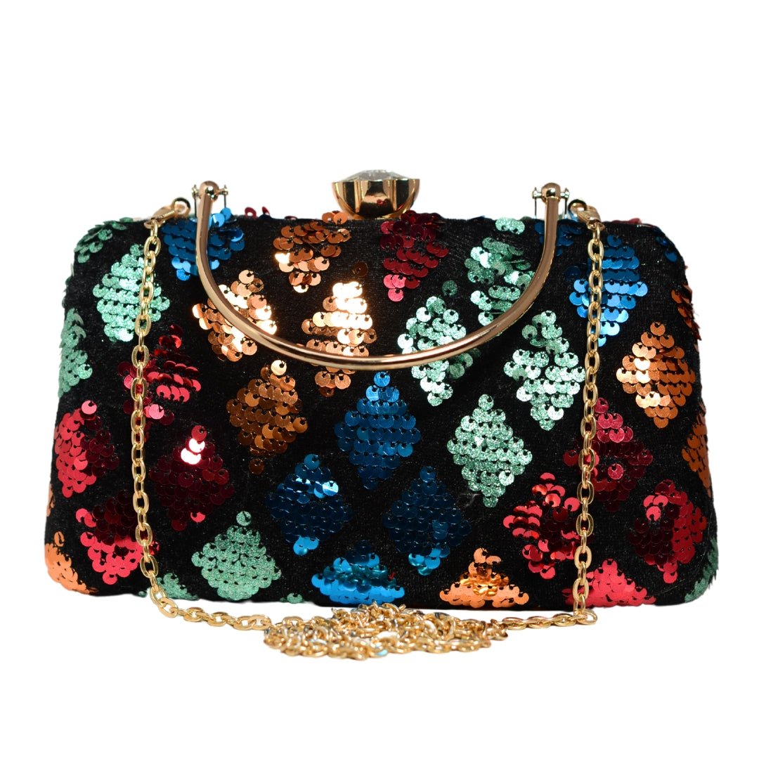 Multicoloured Embroidered Party Clutch