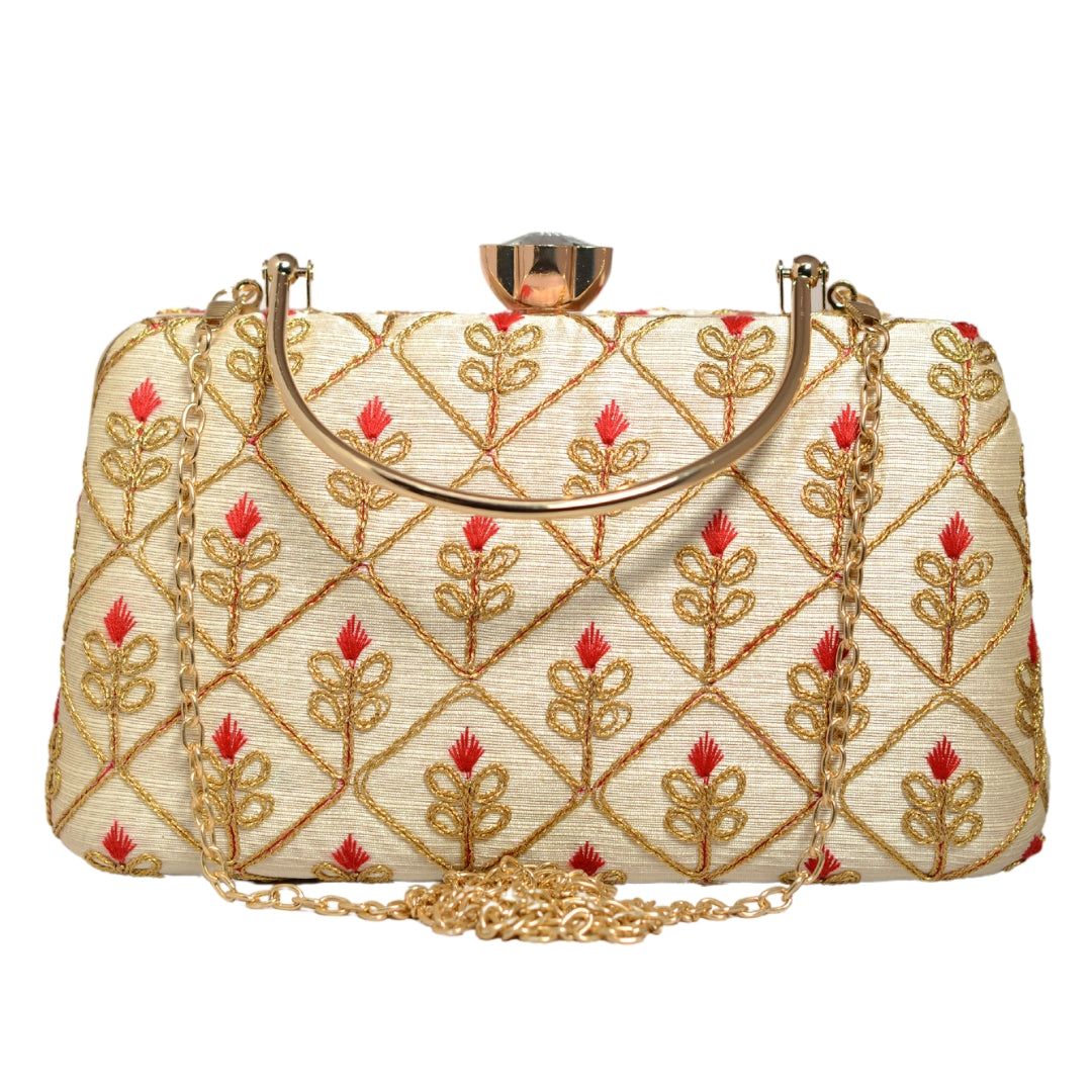 Golden Embroidery Wedding Clutch