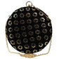 Black And Golden Embroidery Round Party Clutch