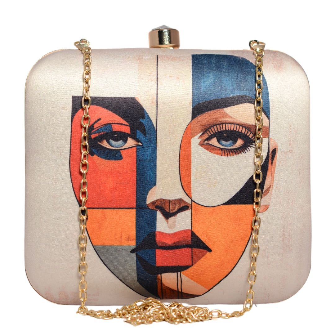 Abstract Art Portrait Printed Clutch