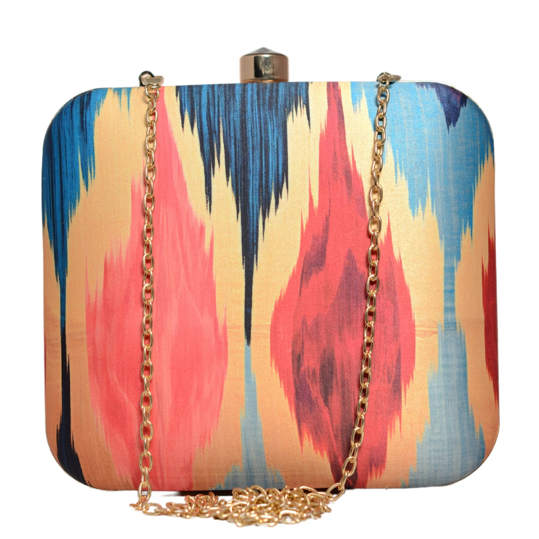 Multicoloured Ikkat Printed Clutch