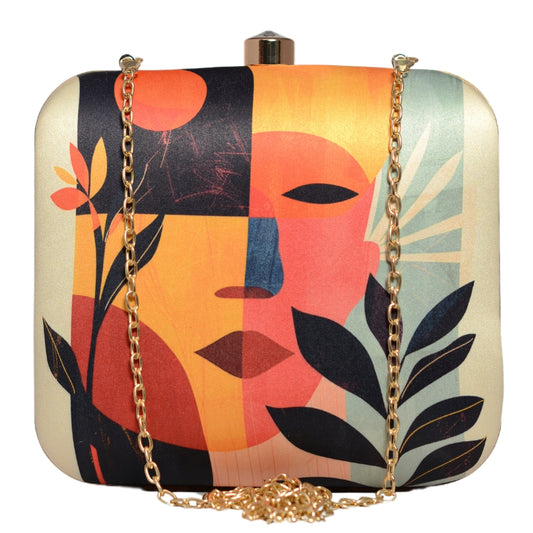 Multicolour Abstract Art Printed Clutch