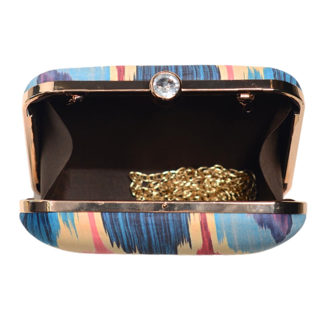 Multicoloured Ikkat Printed Clutch