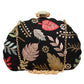 Black Multipattern Embroidery Party Clutch