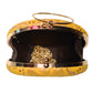 Yellow And Golden Round Embroidery Clutch