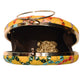Yellow Multicoloured Round Embroidery Clutch