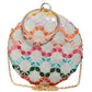 White Multicoloured Round Embroidery Clutch
